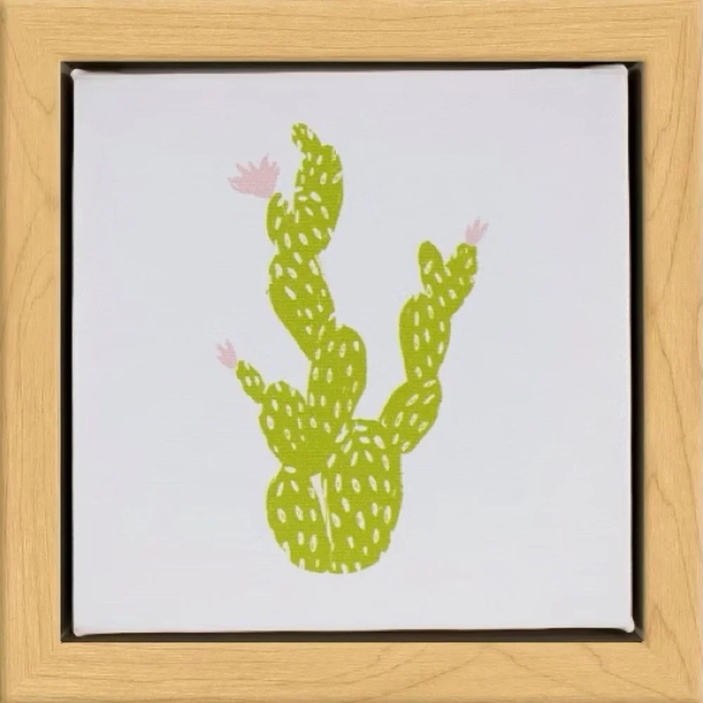 6”x6” Framed Cactus Canvas Wall Art Boho Minimalist Decor